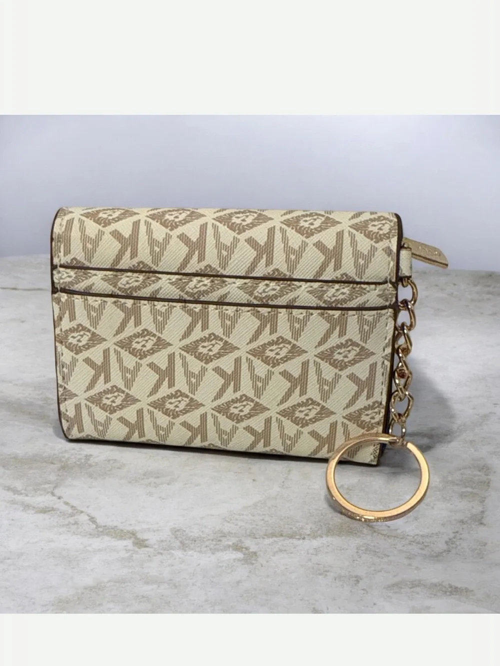 Anne Klein monogram keychain card case/mini wallet -NWOT